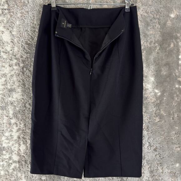 Worthington Size 8 Minimalist Pencil Midi Skirt Black Zip Lined Preppy - Picture 3 of 7